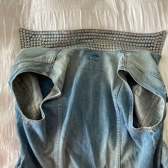 Current/ Eliott silver stud collar denim vest L - Picture 6 of 7